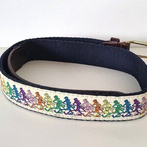 Section 119 Grateful Dead Belt Size 30 White Webbed Dancing Skeletons